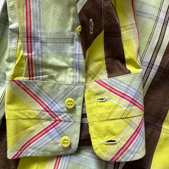 Vintage Pepe Jeans London NWT mens shirt plaid chartreuse green Orig Tags unworn - Picture 7 of 8